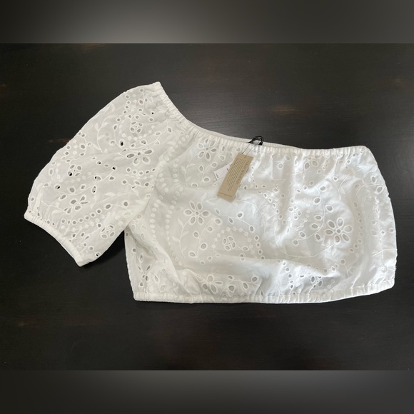 NWT Banana Republic One Shoulder Eyelet Top Large Petite - Picture 7 of 7